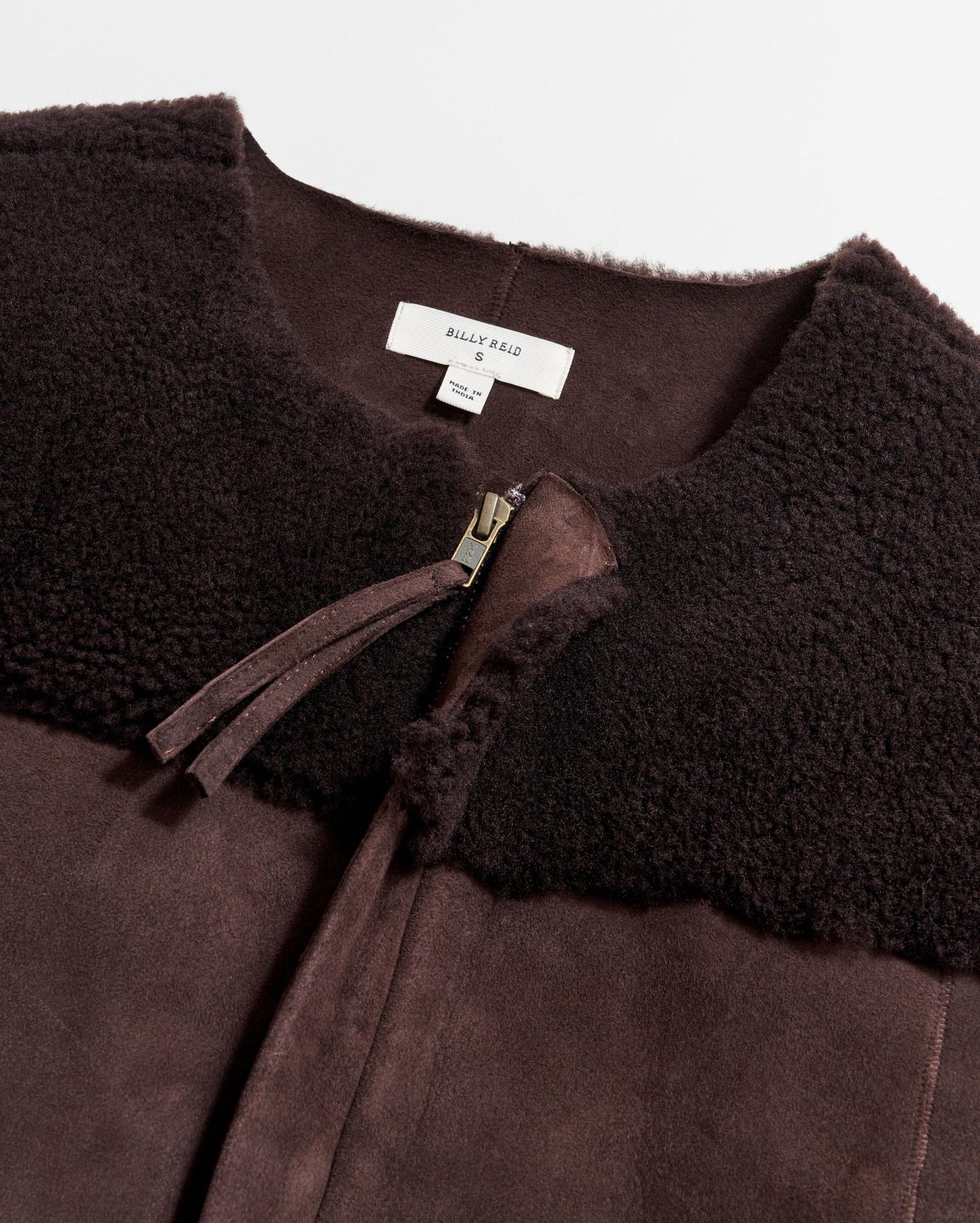 Women Short Shearling Jacket Coffee Bean | Billy Reid Jackets &amp; Outerwear