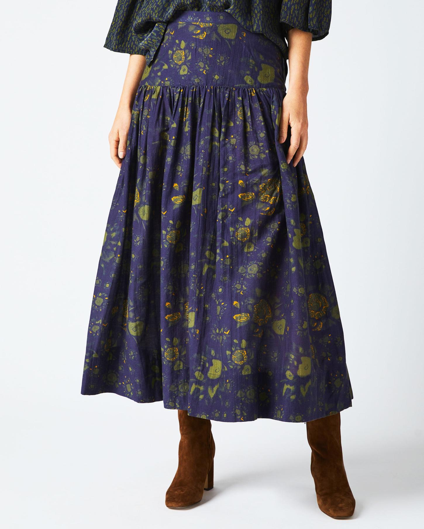 Women Soft Yoke Skirt Navy | Billy Reid Bottoms