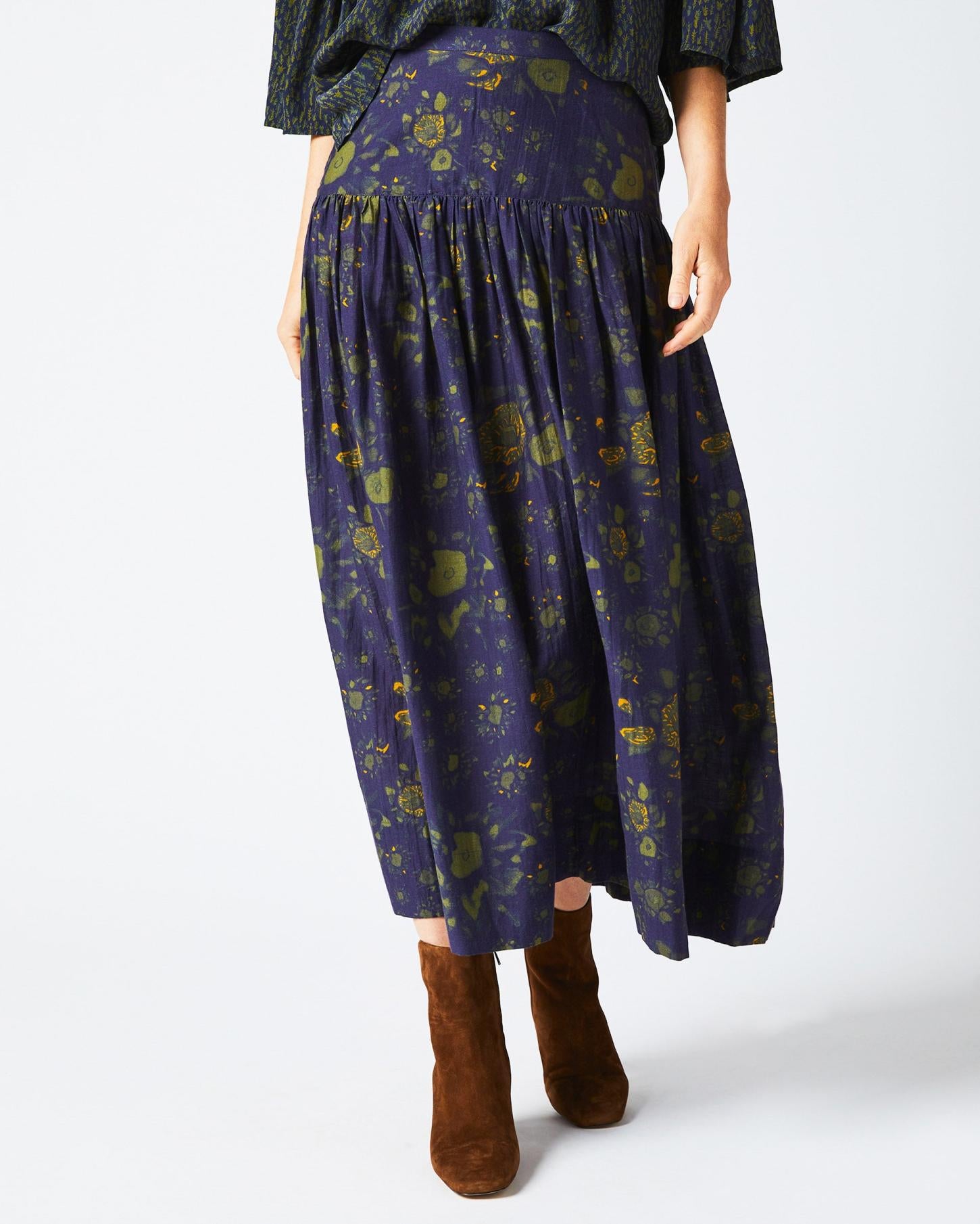 Women Soft Yoke Skirt Navy | Billy Reid Bottoms