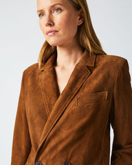 Women Suede Blazer Cognac | Billy Reid Jackets &amp; Outerwear