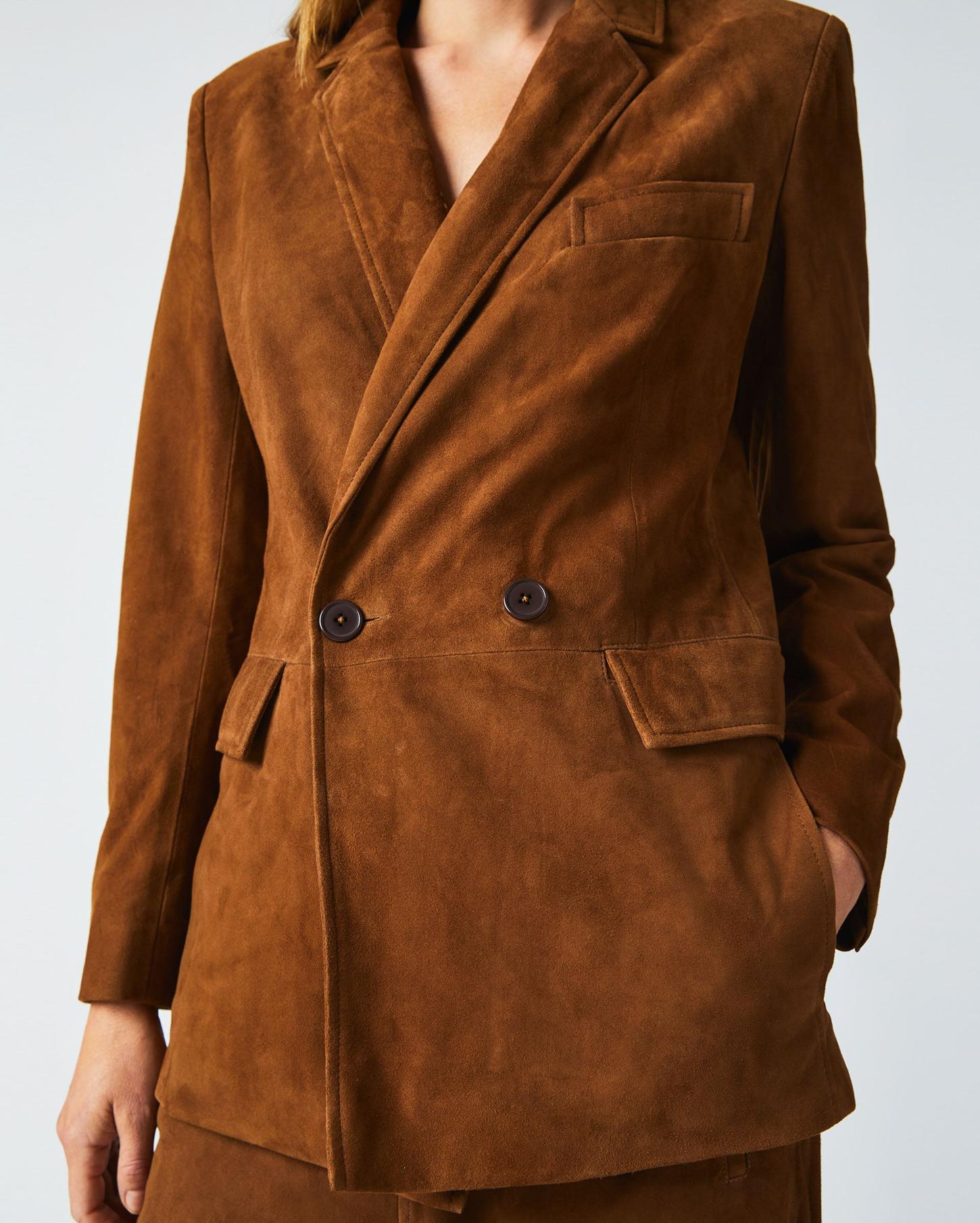Women Suede Blazer Cognac | Billy Reid Jackets &amp; Outerwear
