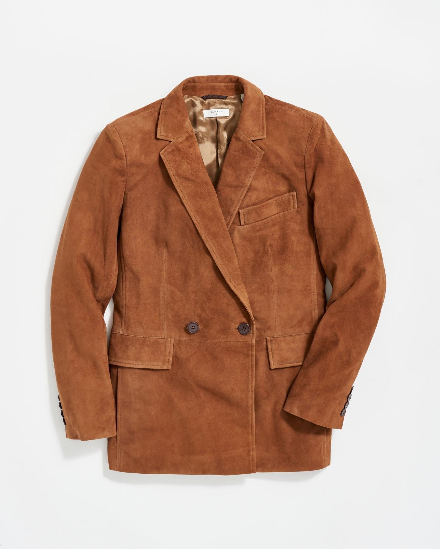 Women Suede Blazer Cognac | Billy Reid Jackets &amp; Outerwear