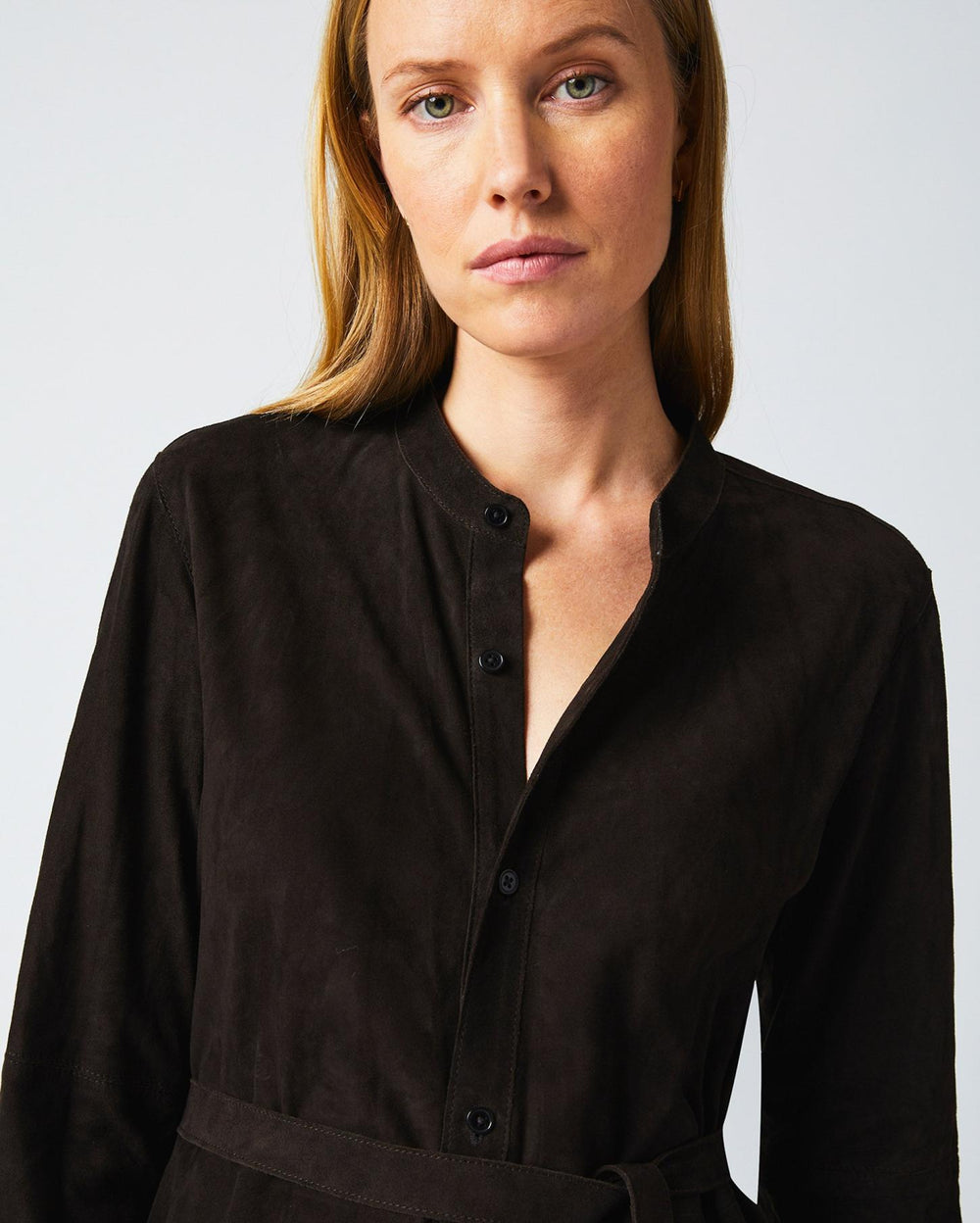 Women Suede Shirttail Dress Coffee Bean | Billy Reid Dresses
