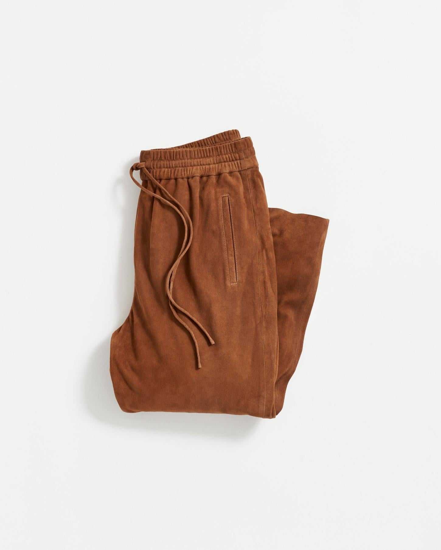 Women Suede Track Pant Cognac | Billy Reid Bottoms