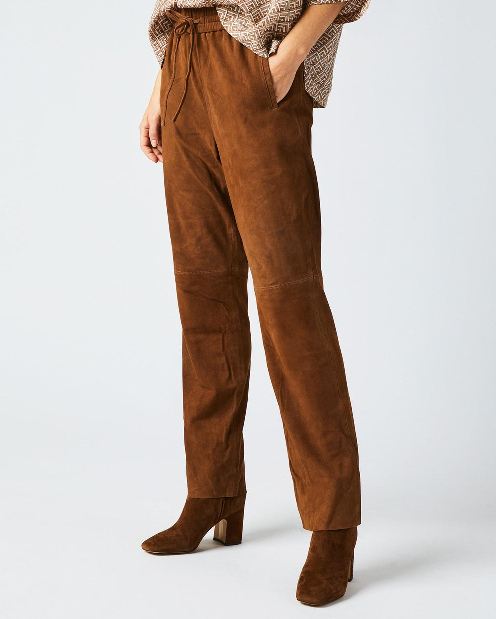 Women Suede Track Pant Cognac | Billy Reid Bottoms