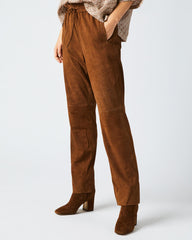 Women Suede Track Pant Cognac | Billy Reid Bottoms