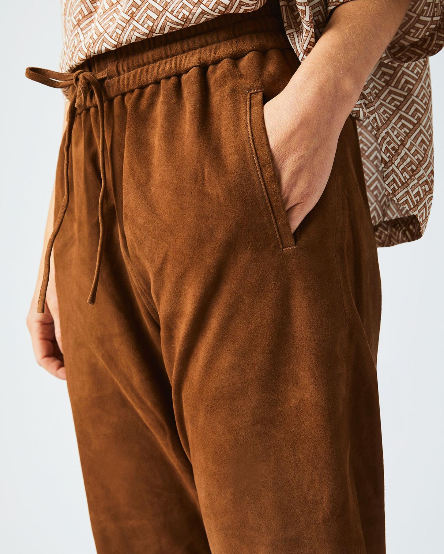Women Suede Track Pant Cognac | Billy Reid Bottoms