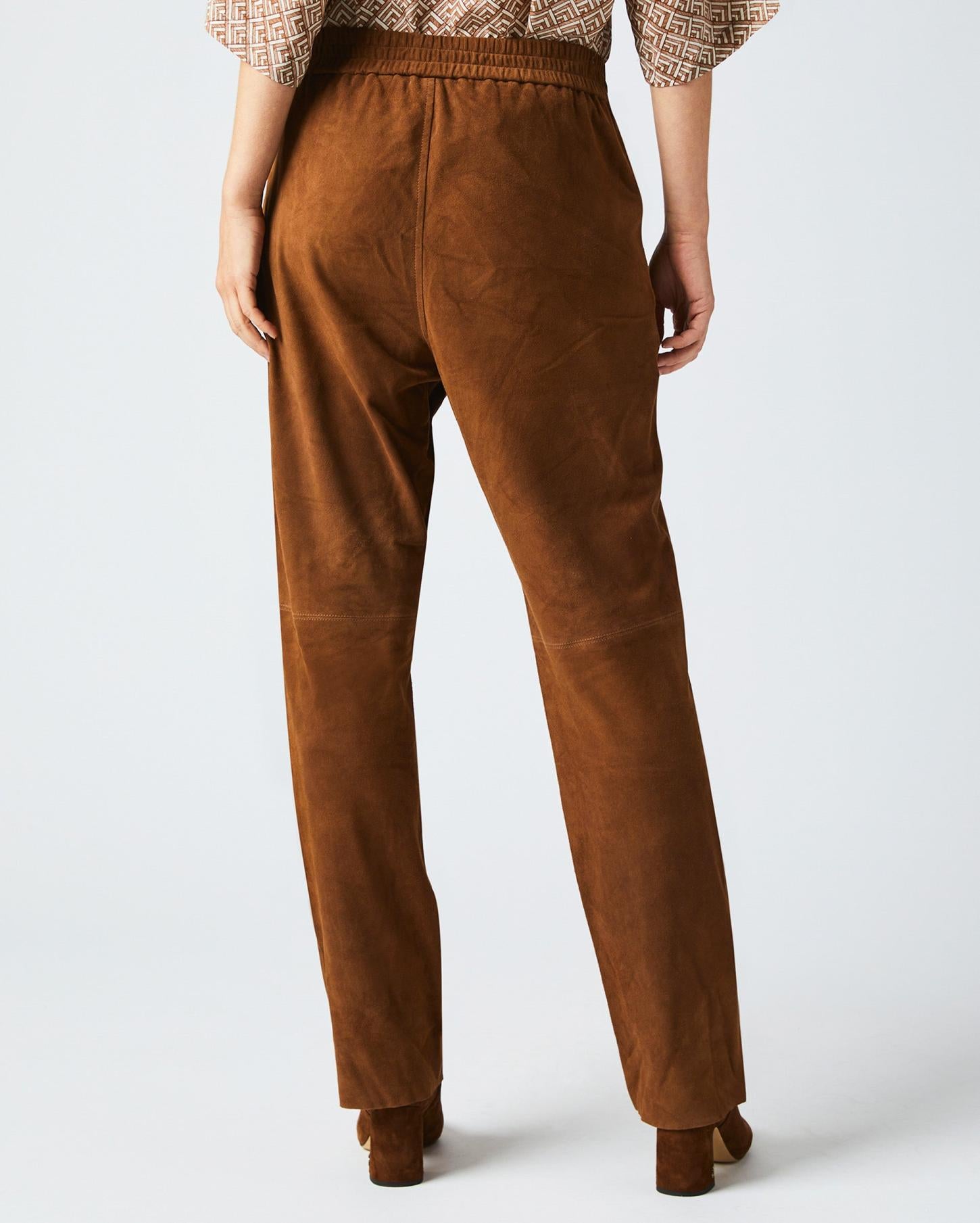 Women Suede Track Pant Cognac | Billy Reid Bottoms