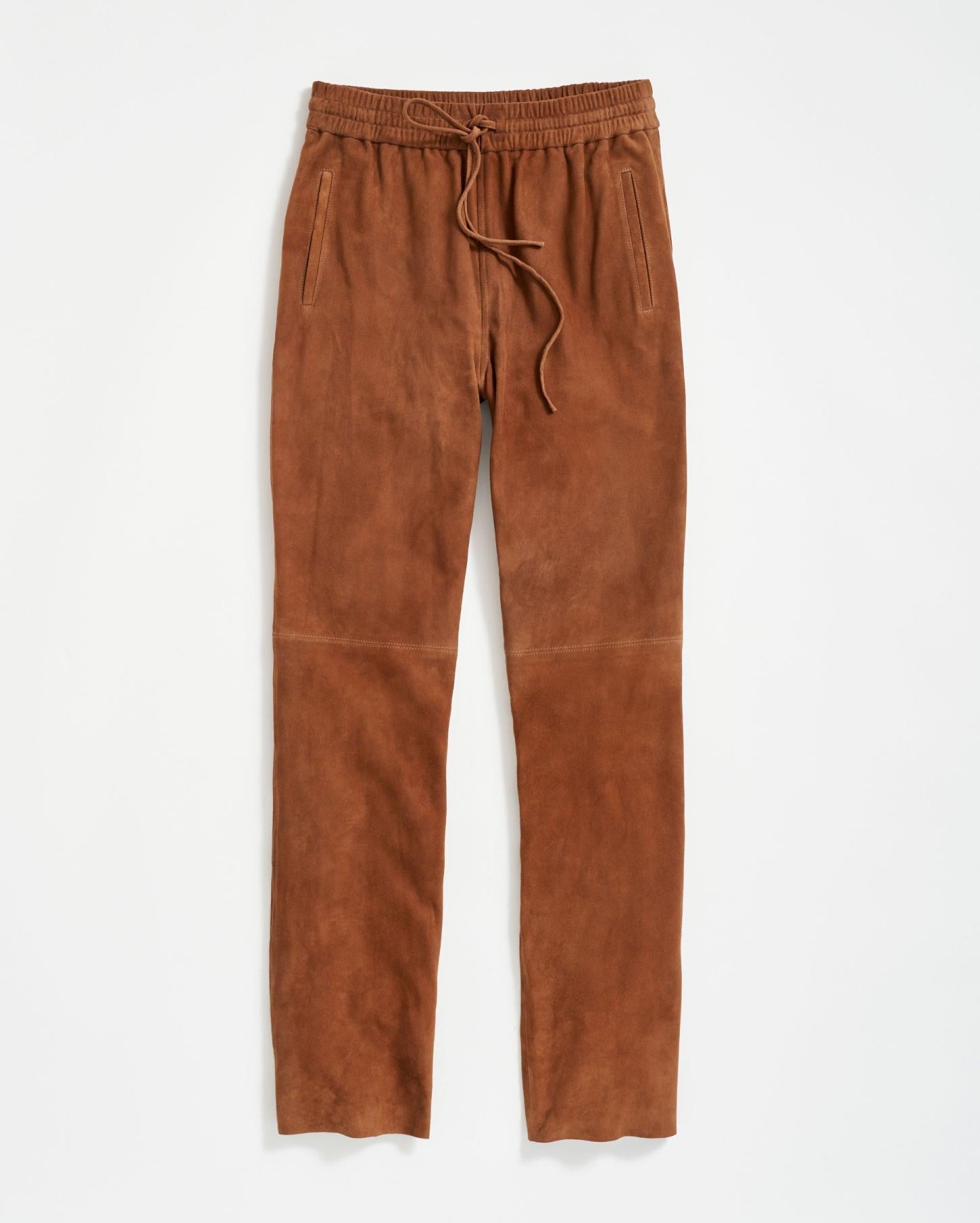 Women Suede Track Pant Cognac | Billy Reid Bottoms