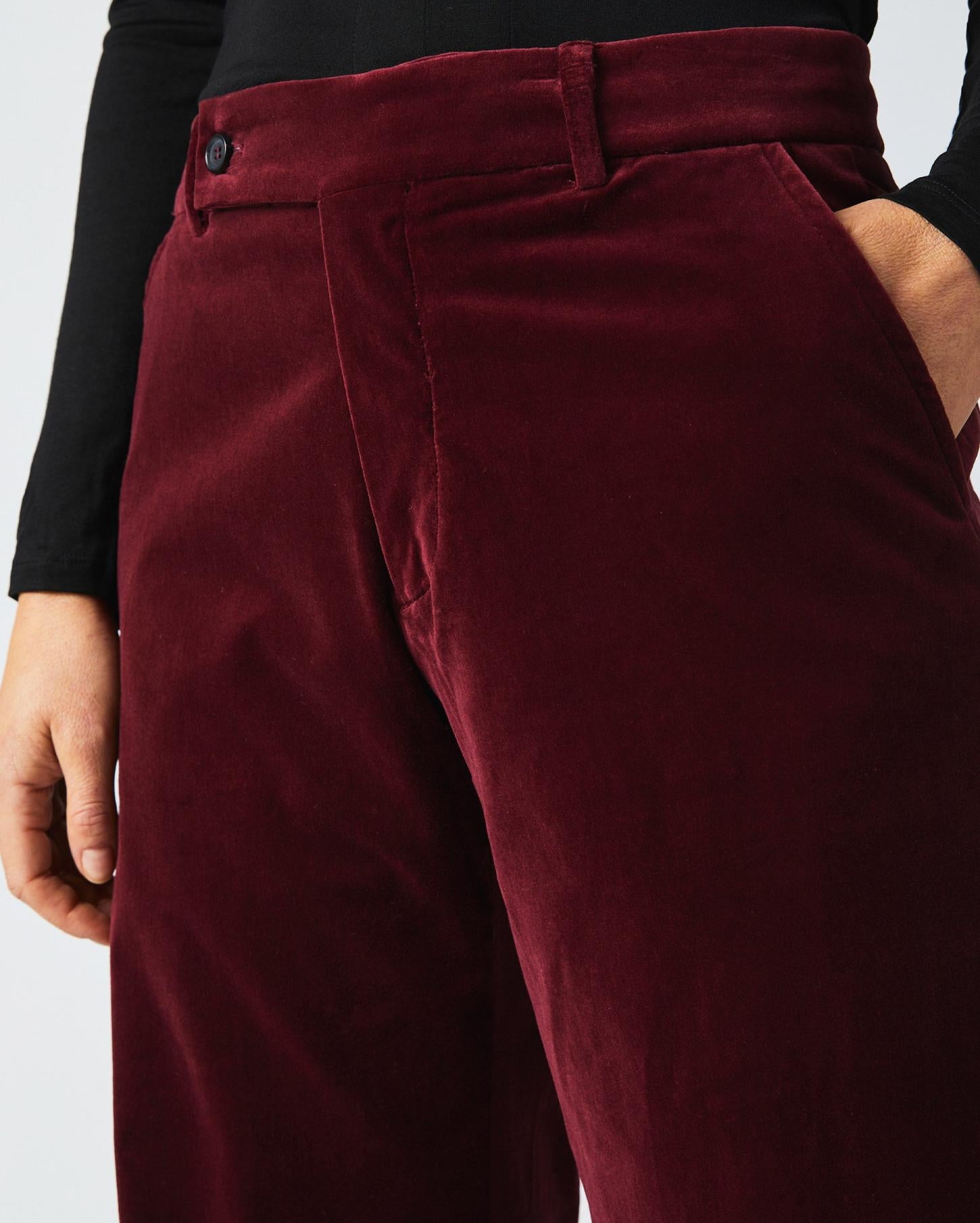 Women Tab Cropped Trouser Maroon | Billy Reid Bottoms