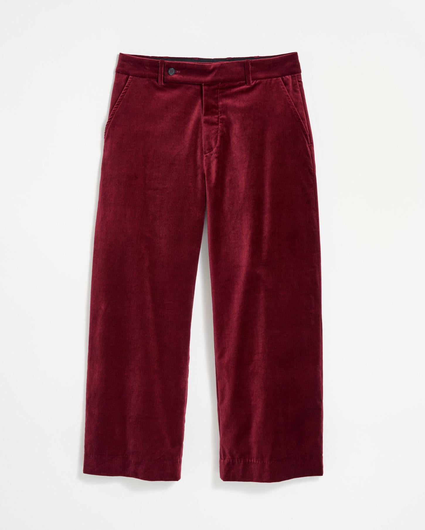 Women Tab Cropped Trouser Maroon | Billy Reid Bottoms