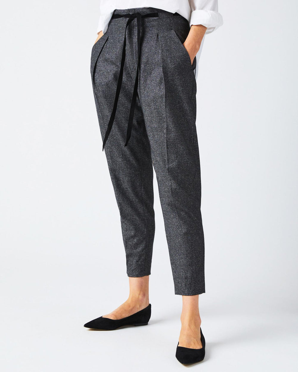 Women Tapered Pleat Pant Charcoal | Billy Reid Bottoms