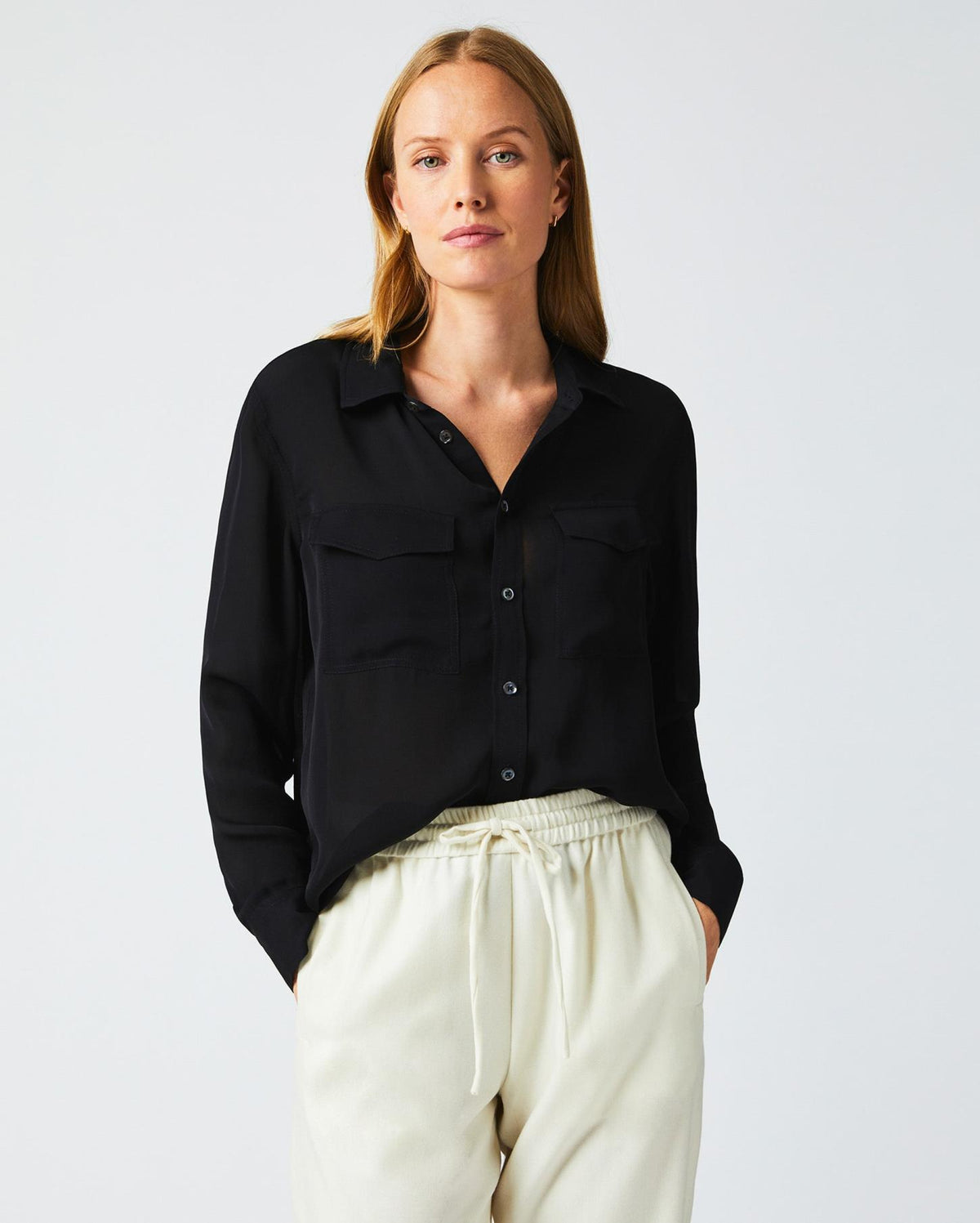 Women The Utility Shirt Black | Billy Reid Tops