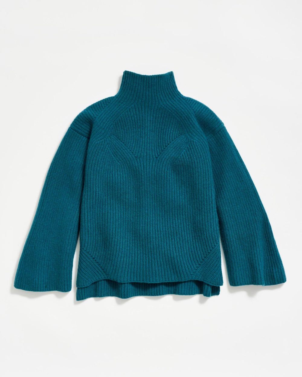 Women Transfer Rib Funnel Sweater Dark Teal | Billy Reid Sweaters &amp; Knits