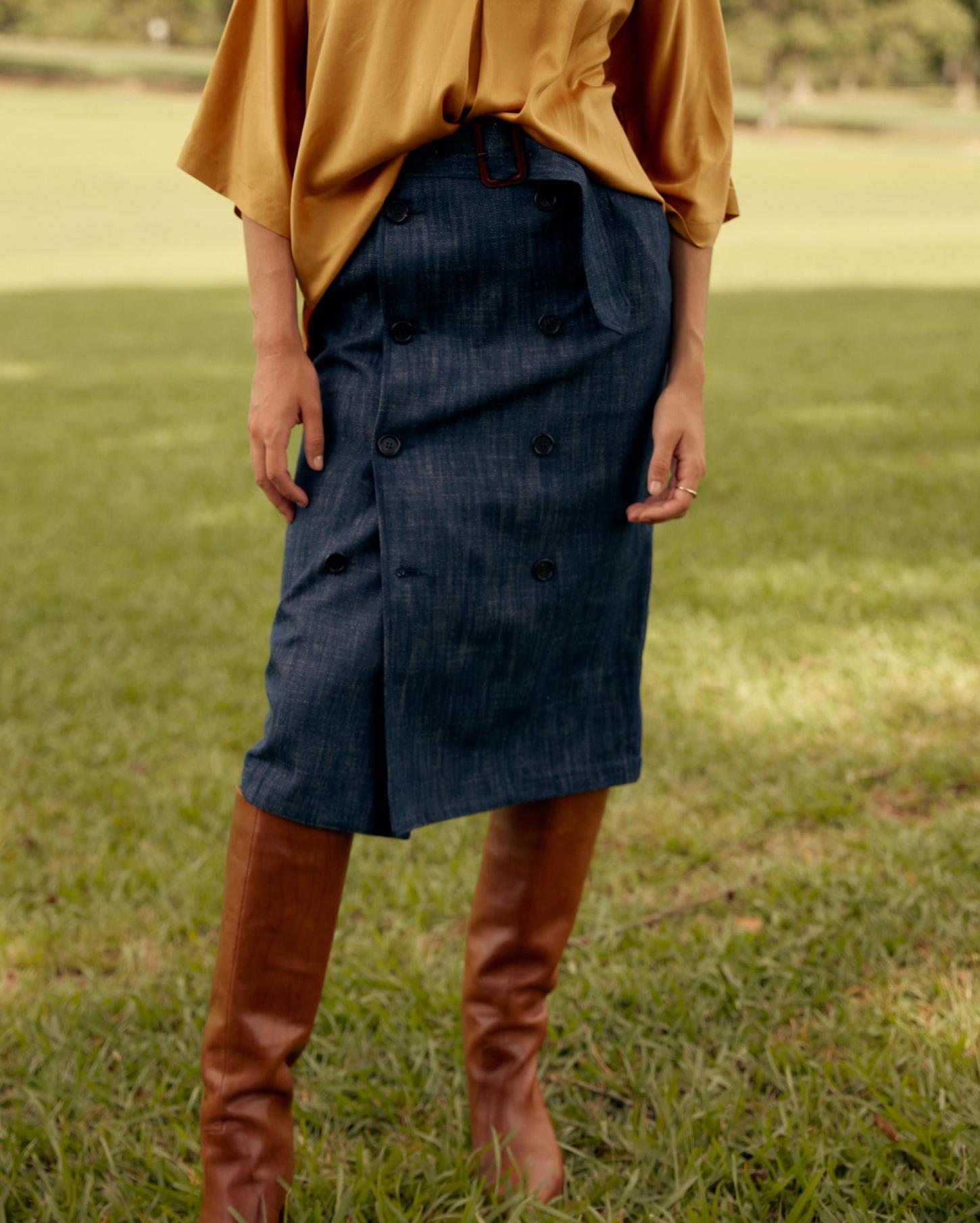 Women Trench Skirt Navy | Billy Reid Bottoms