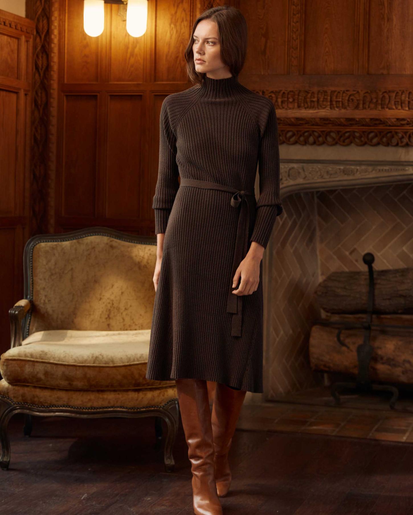 Women Turtleneck Sweater Dress Coffee Bean | Billy Reid Dresses