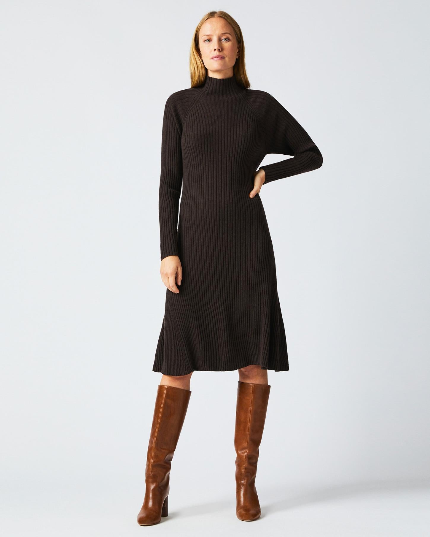 Women Turtleneck Sweater Dress Coffee Bean | Billy Reid Dresses