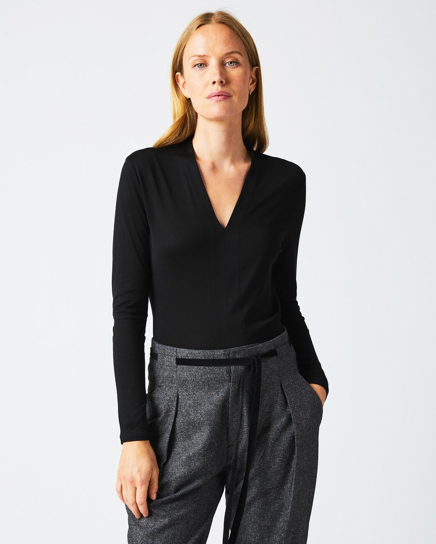 Women V Neck Knit Black | Billy Reid Tops