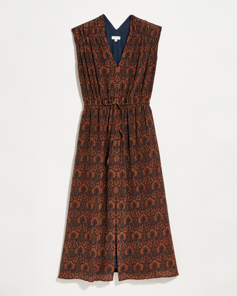 Women V-Neck Maxi Dress Navy/brown | Billy Reid Dresses