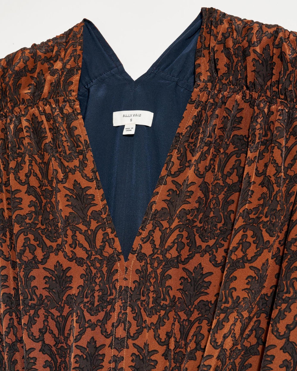 Women V-Neck Maxi Dress Navy/brown | Billy Reid Dresses