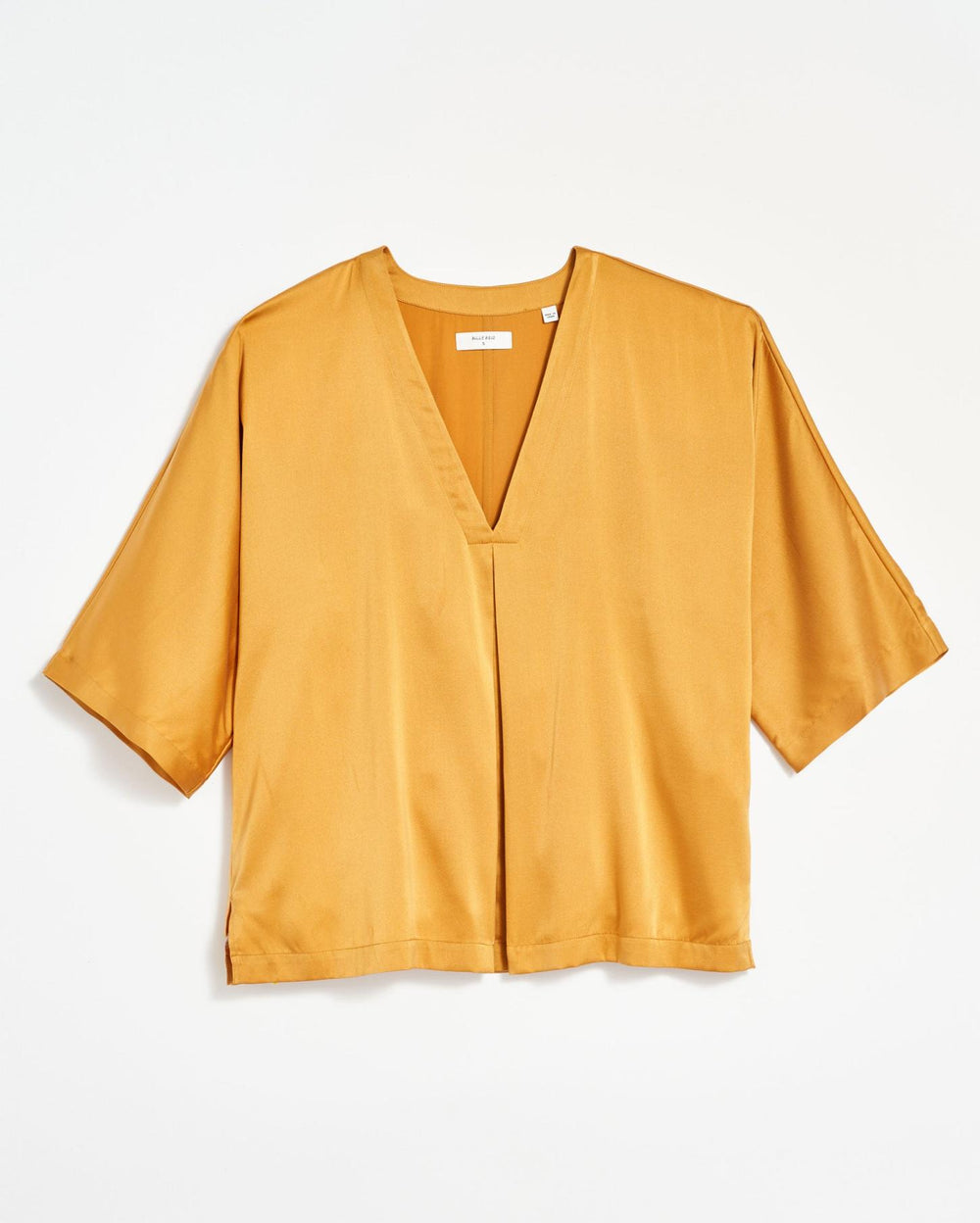 Women V Pleat Blouse Amber Gold | Billy Reid Tops