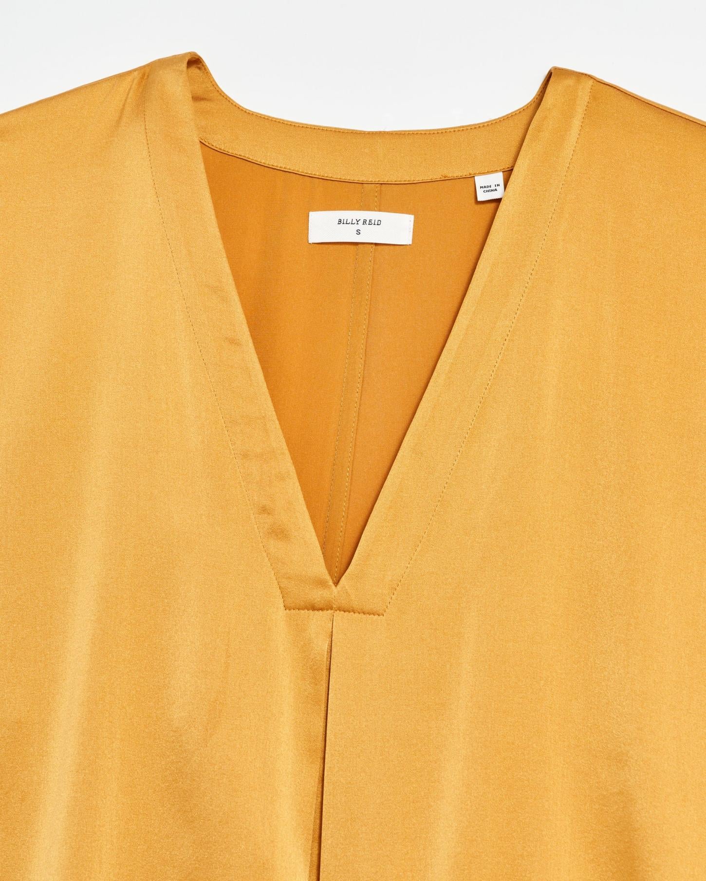 Women V Pleat Blouse Amber Gold | Billy Reid Tops