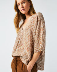 Women V Pleat Blouse Cream/brown | Billy Reid Tops