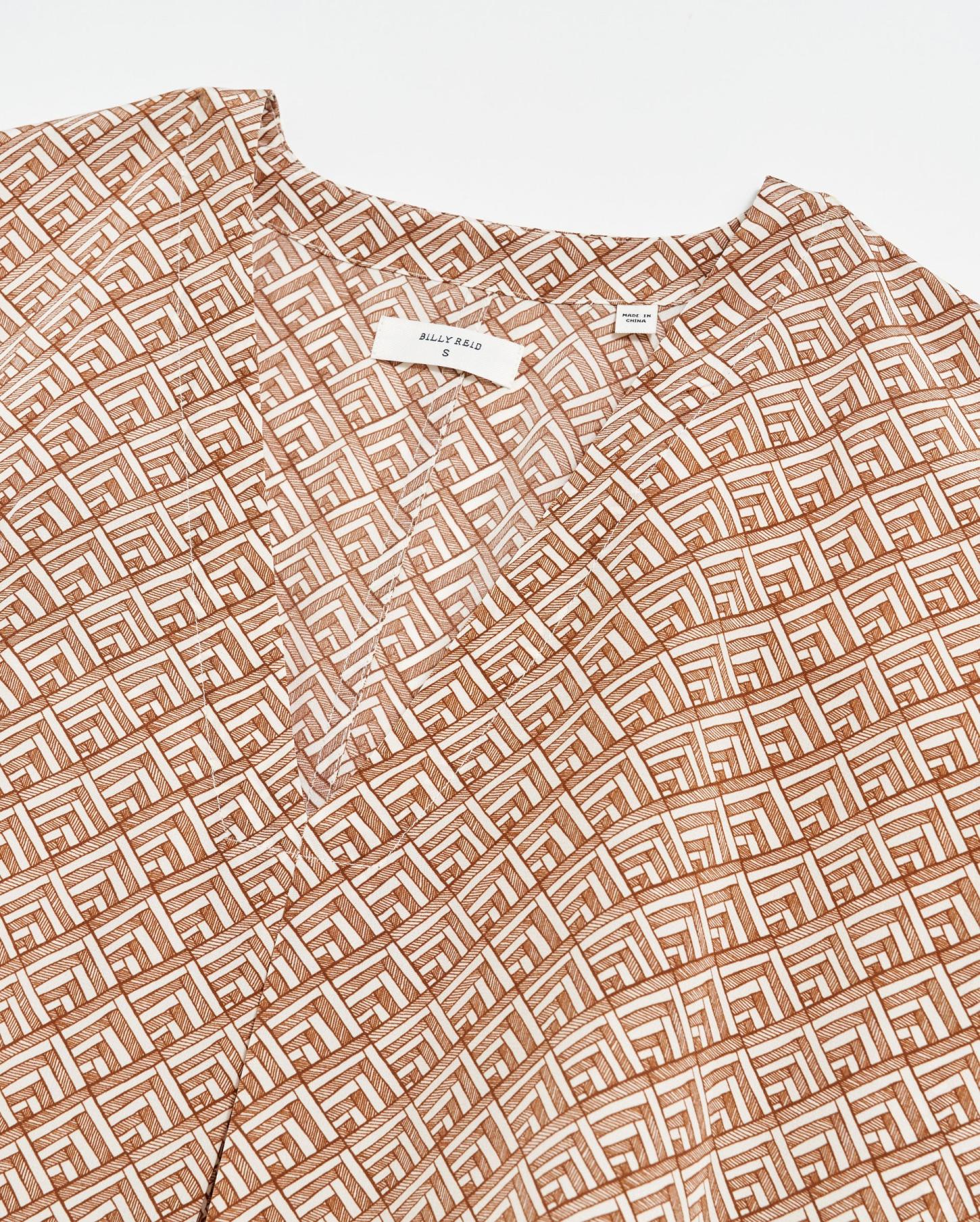 Women V Pleat Blouse Cream/brown | Billy Reid Tops