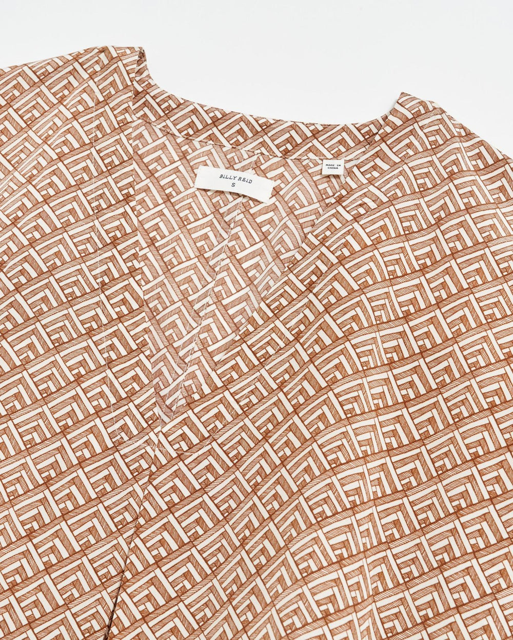 Women V Pleat Blouse Cream/brown | Billy Reid Tops